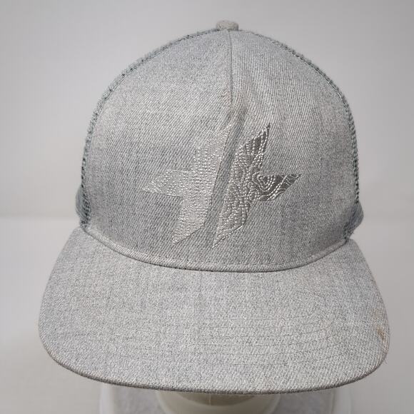 Hyper Threads Snapback Trucker Hat Gray OS Adjustable Embroidered Mesh Back - Picture 2 of 9